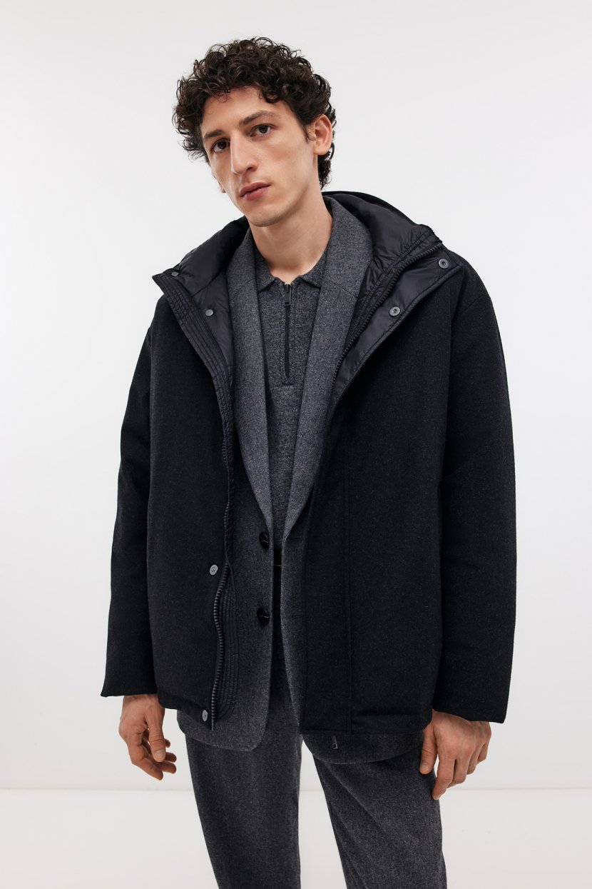 Укороченный пуховик с воротником-стойкой L серый 15151₽