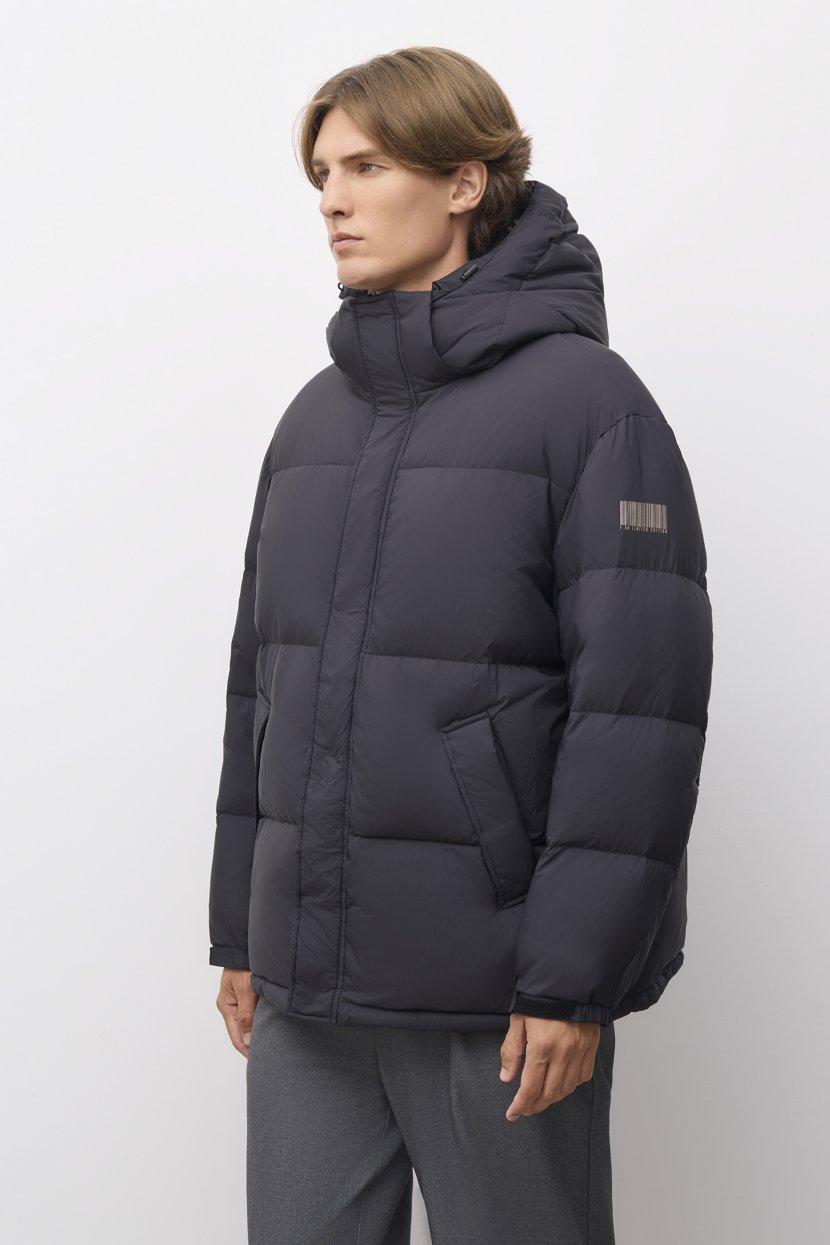 Облегчённый зимний пуховик 3XL черный 9899₽