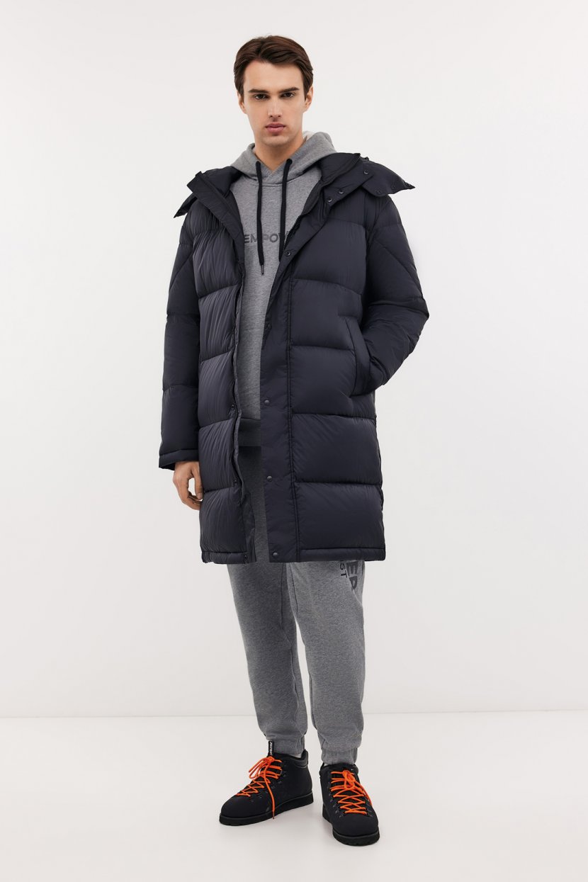 Пуховик с воротником-стойкой и съемным капюшоном
