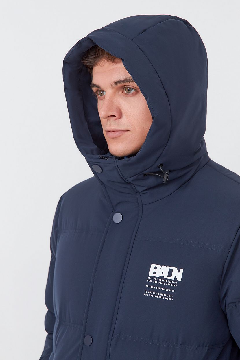 Пуховое пальто с капюшоном (арт. baon B5223510), размер M, цвет синий Пуховое пальто с капюшоном (арт. baon B5223510) - фото 4