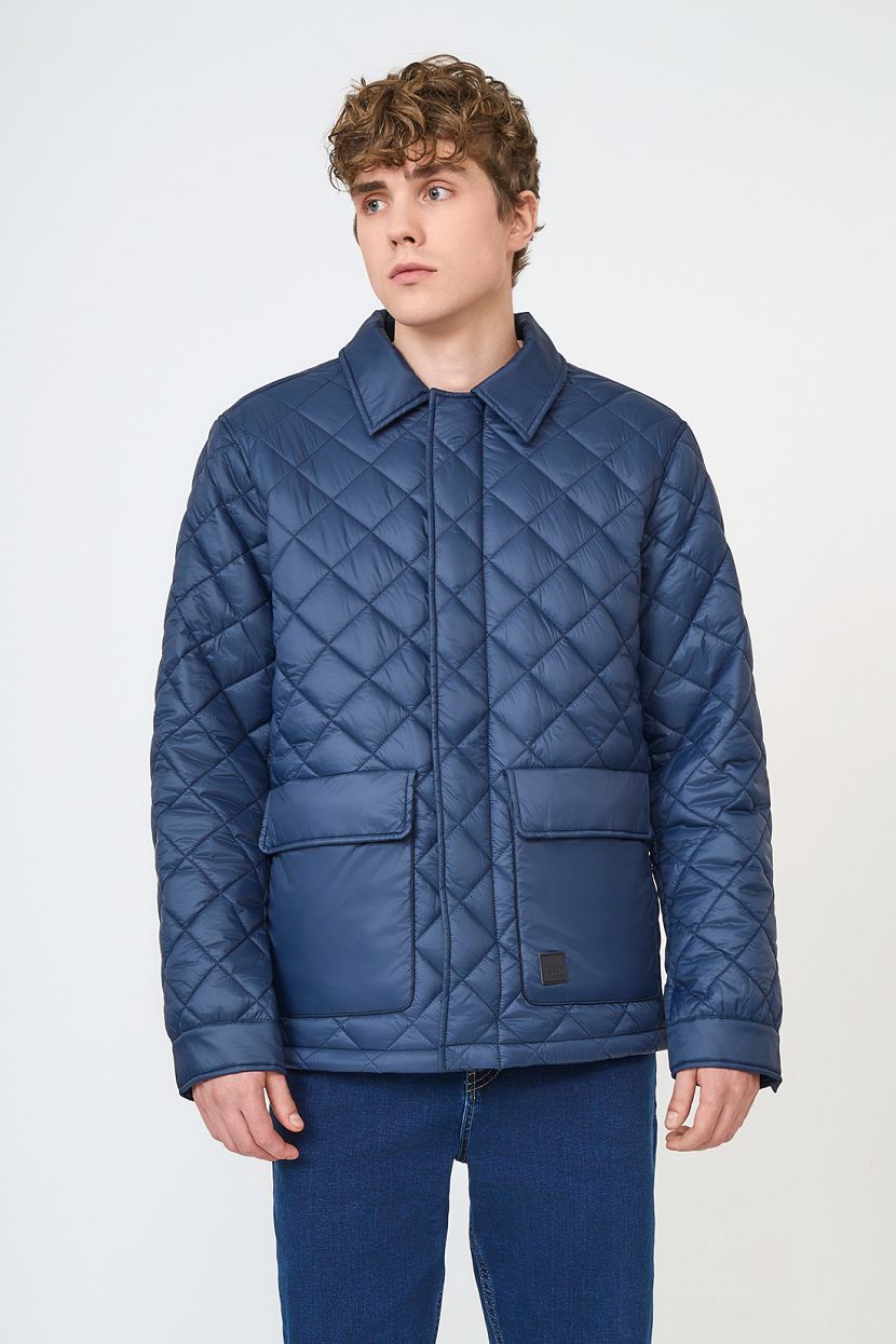 Стёганая куртка с накладными карманами, L, синий