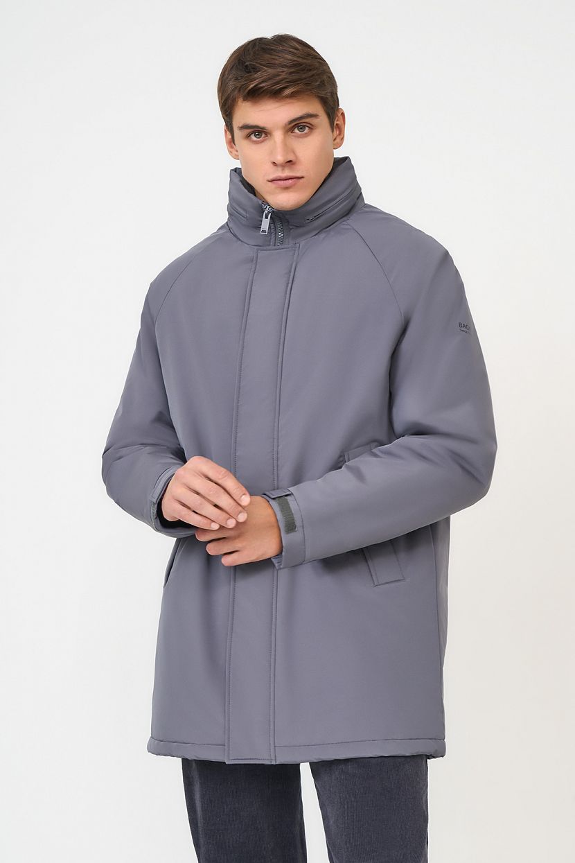 Удлинённая куртка со скрытым капюшоном (арт. baon B5323515), размер S, цвет серый