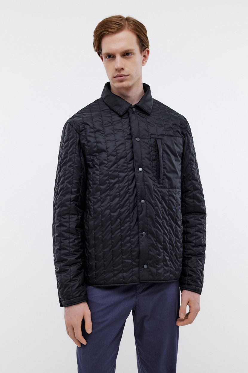 Двухсторонняя куртка в рубашечном стиле на кнопках (арт. BAON B5324002), размер 3XL, цвет черный Двухсторонняя куртка в рубашечном стиле на кнопках (арт. BAON B5324002) - фото 4