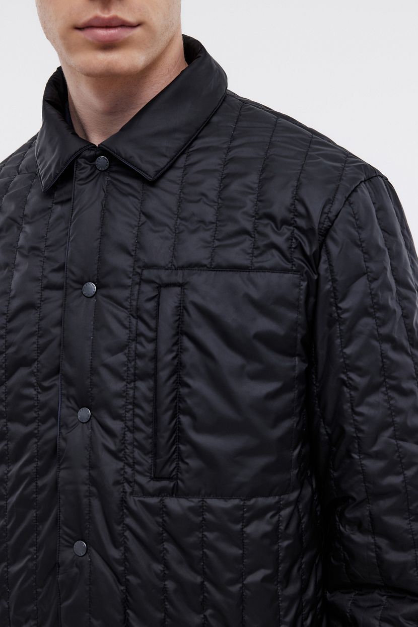 Двухсторонняя куртка в рубашечном стиле на кнопках (арт. BAON B5324002), размер 3XL, цвет черный Двухсторонняя куртка в рубашечном стиле на кнопках (арт. BAON B5324002) - фото 6