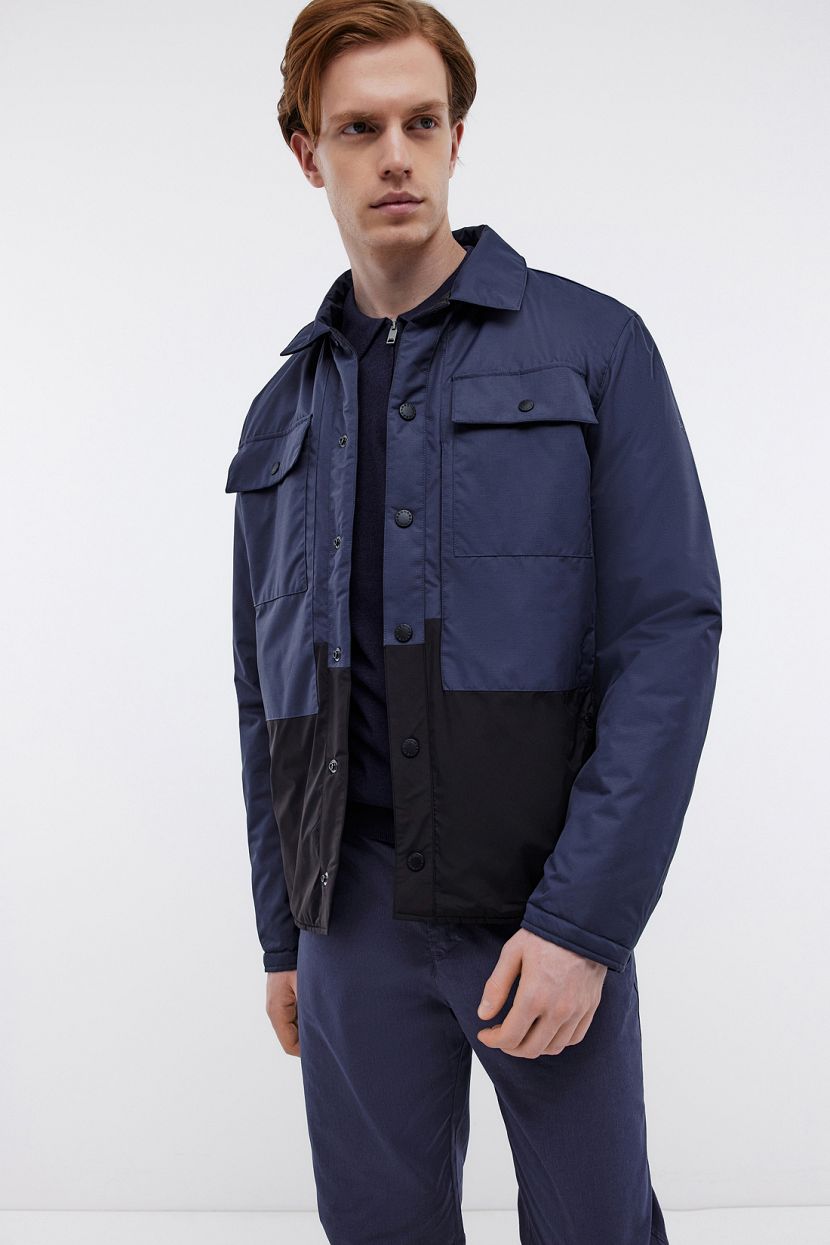 Двухсторонняя куртка в рубашечном стиле на кнопках (арт. BAON B5324002), размер 3XL, цвет черный Двухсторонняя куртка в рубашечном стиле на кнопках (арт. BAON B5324002) - фото 1