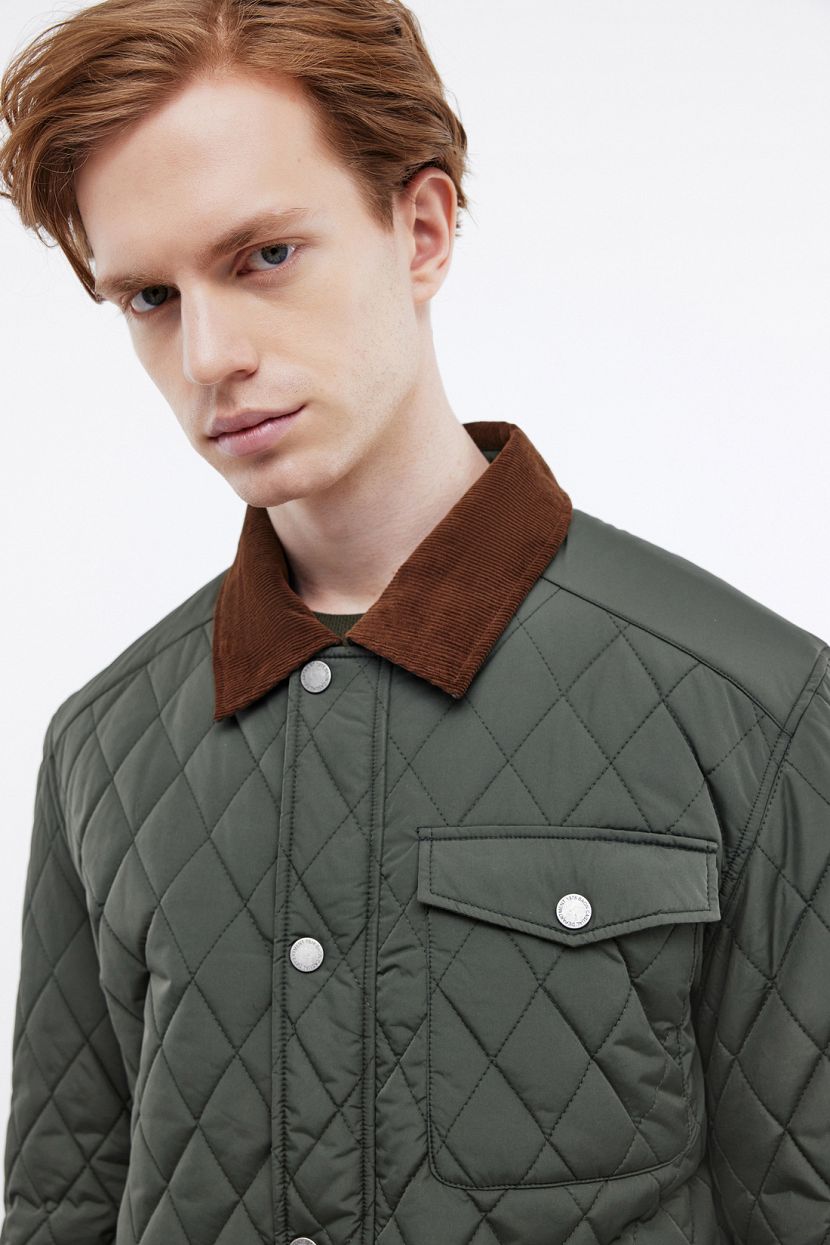 Куртка со стежкой и отложным воротником (арт. BAON B5324006), размер S, цвет зеленый Куртка со стежкой и отложным воротником (арт. BAON B5324006) - фото 4