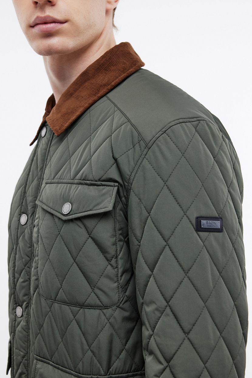 Куртка со стежкой и отложным воротником (арт. BAON B5324006), размер S, цвет зеленый Куртка со стежкой и отложным воротником (арт. BAON B5324006) - фото 5
