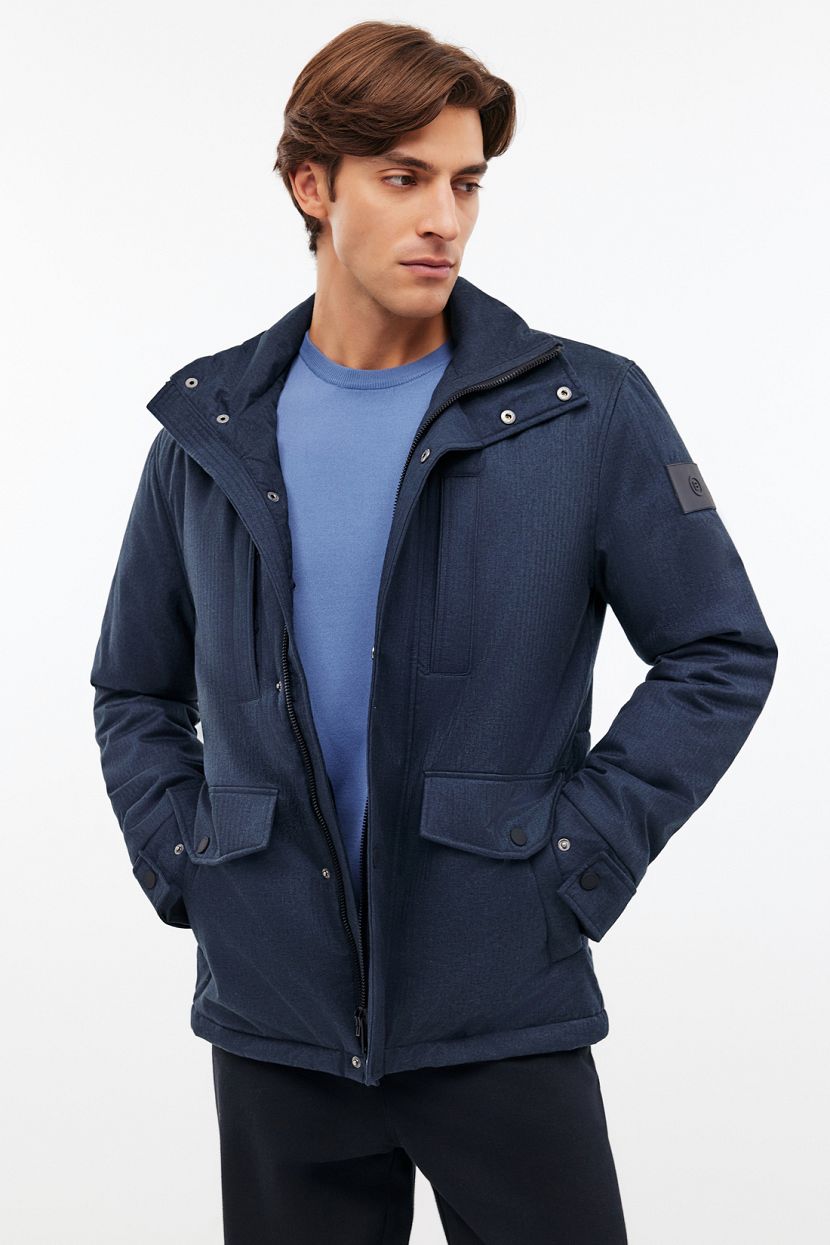 Утепленная куртка с воротником-стойкой S синий 9499₽