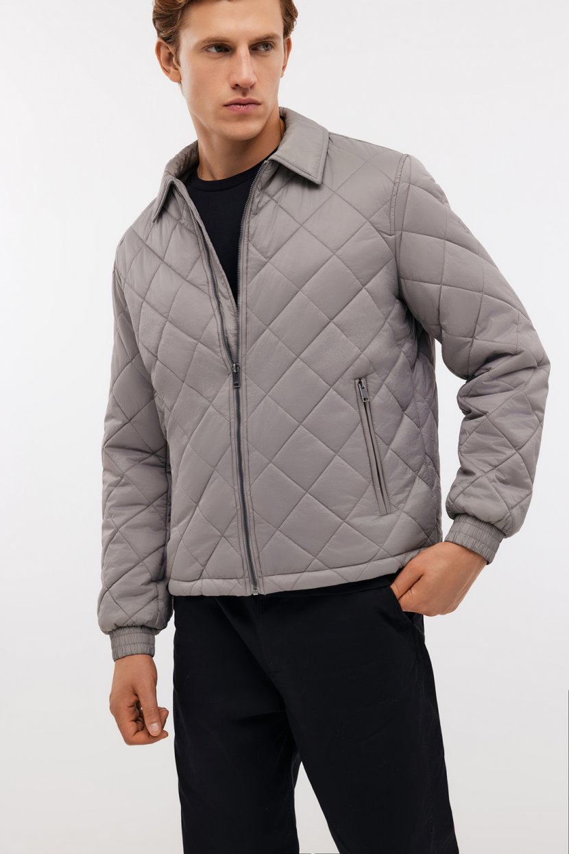 Утепленная стеганая куртка 3XL серый 5999₽