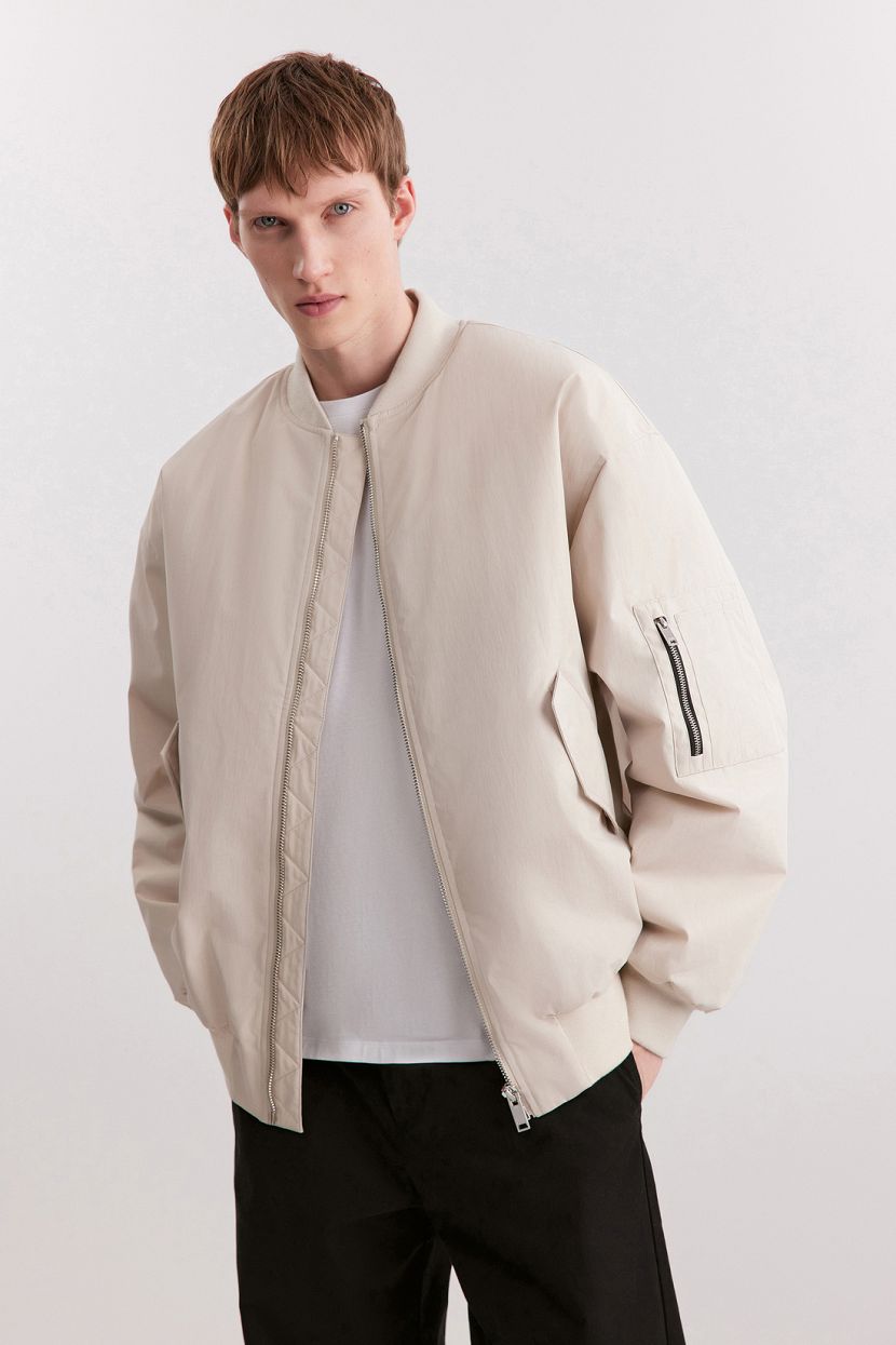 Куртка-бомбер из матовой ткани 3XL бежевый 12999₽
