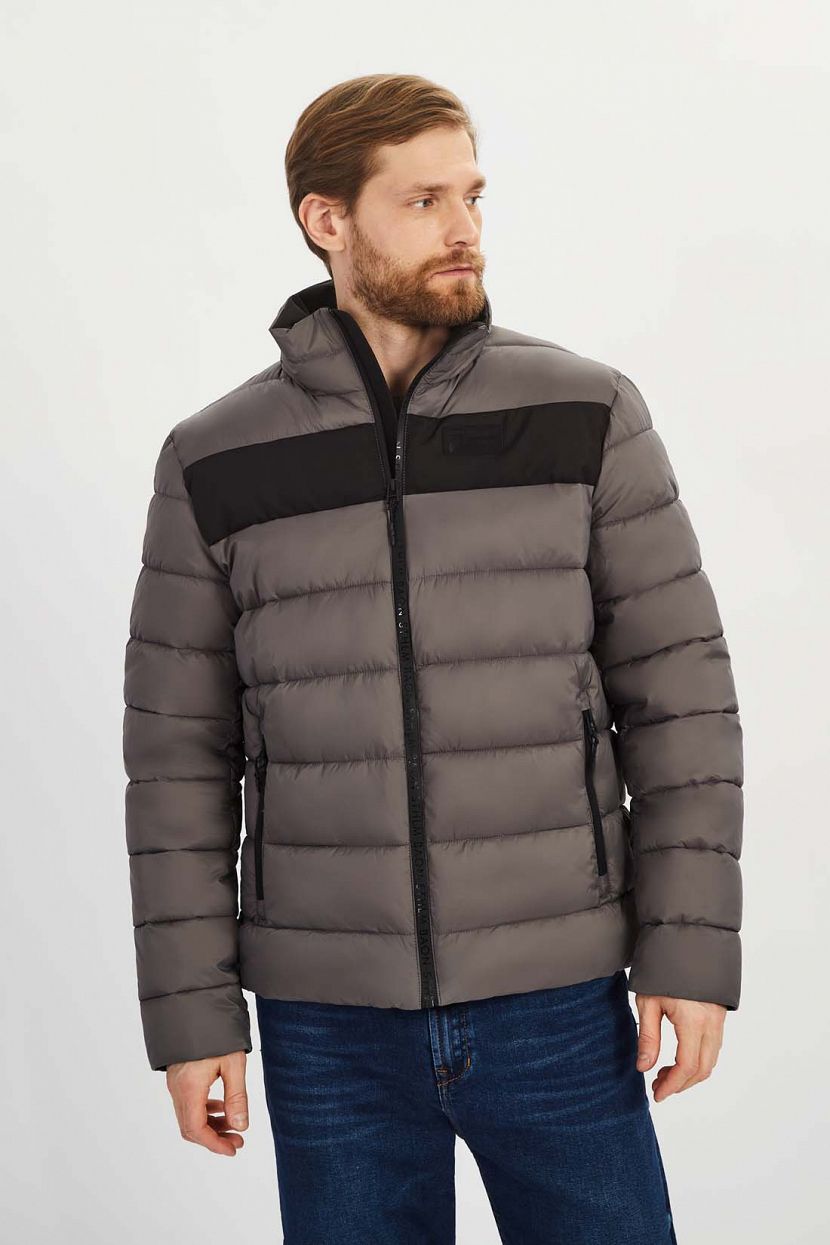 Куртка в стиле колорблок, 3XL, серый