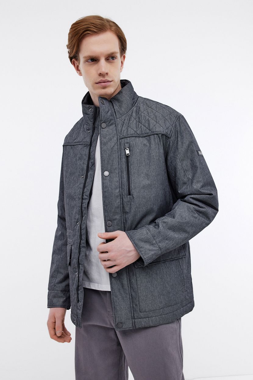 Куртка из структурной ткани на молнии, L, серый