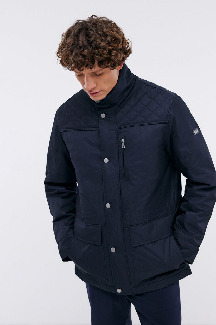 Куртка из структурной ткани на молнии, XXL, синий