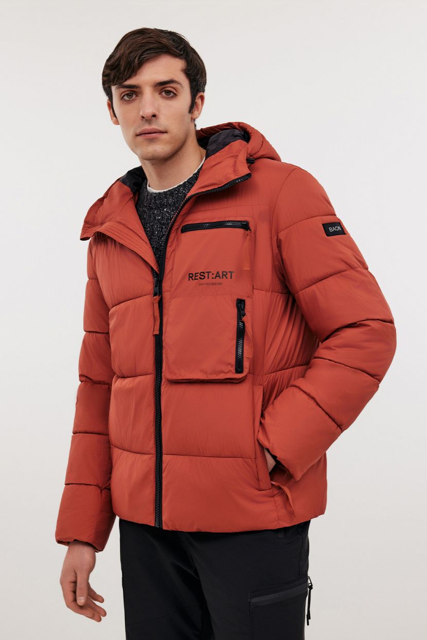 Куртка из экопуха с капюшоном M красный 8499₽