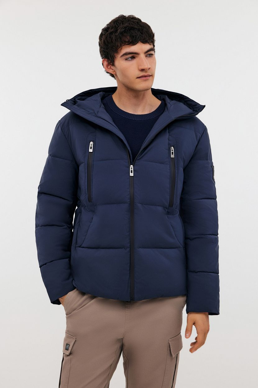 Куртка из экопуха с капюшоном 3XL синий 7598₽