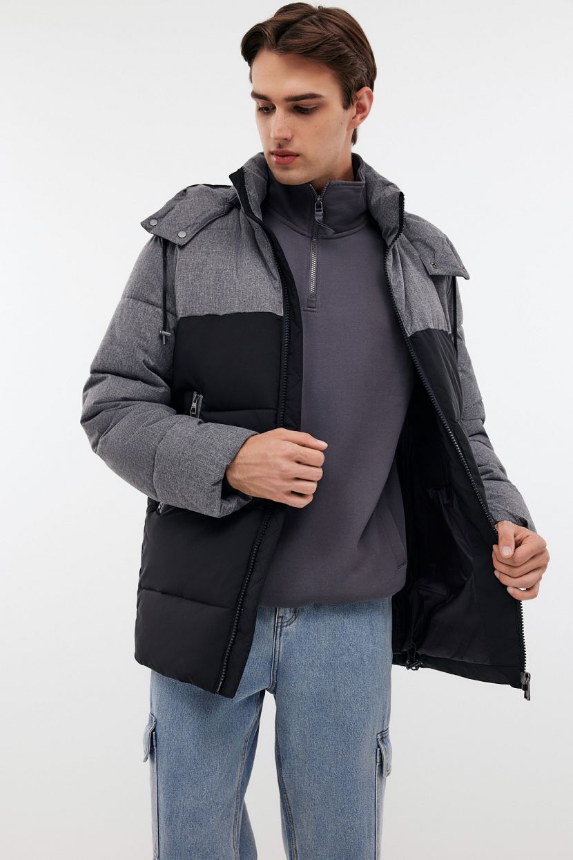 Куртка из экопуха с капюшоном 3XL черный 9808₽