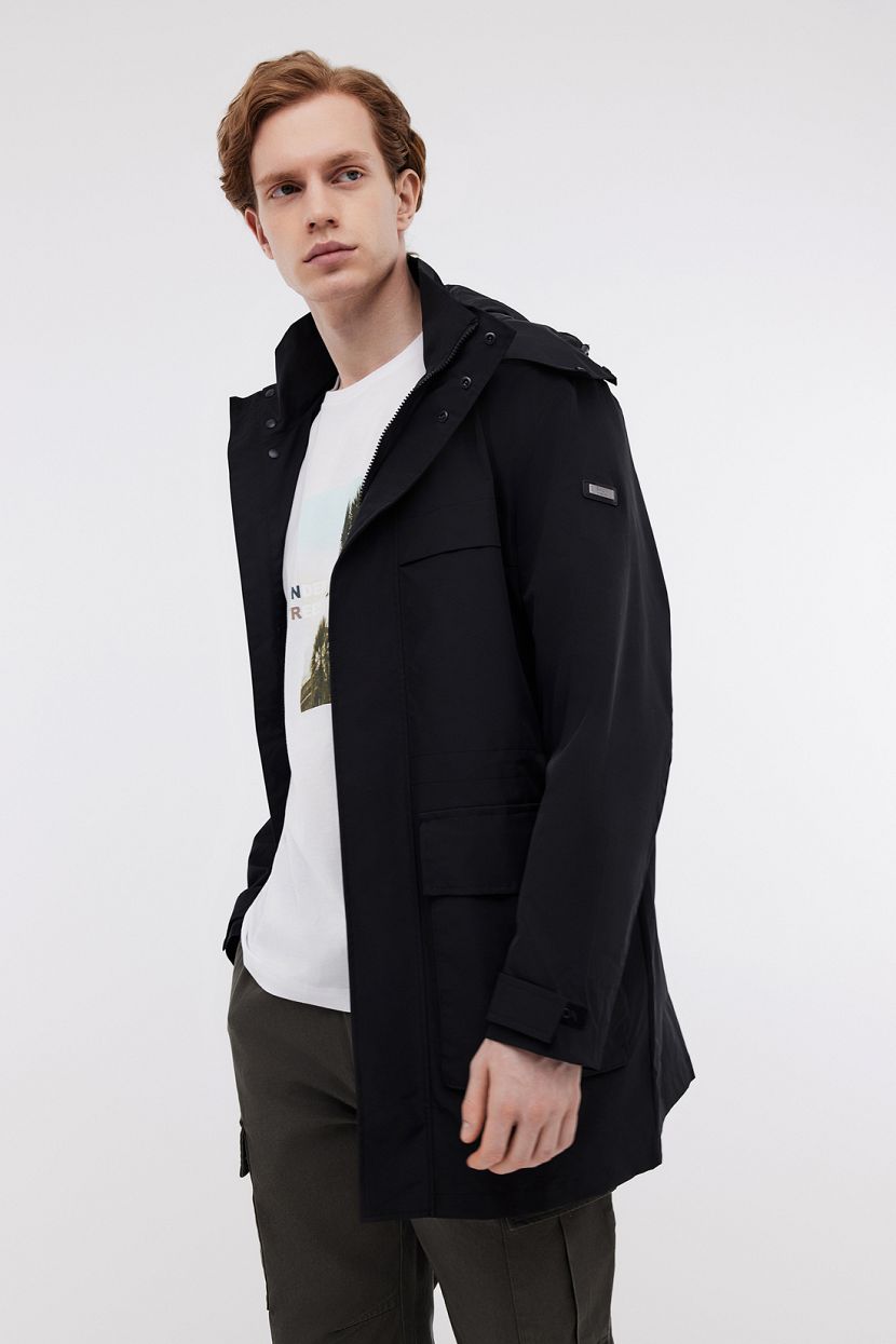 Удлиненная парка прямого кроя на молнии 3XL черный 5519₽