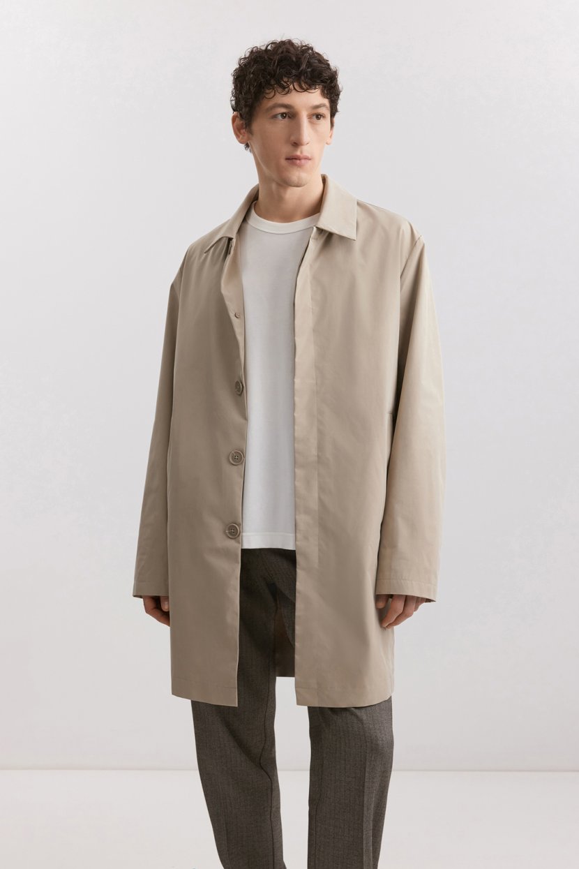 Классический плащ прямого кроя S бежевый 10499₽