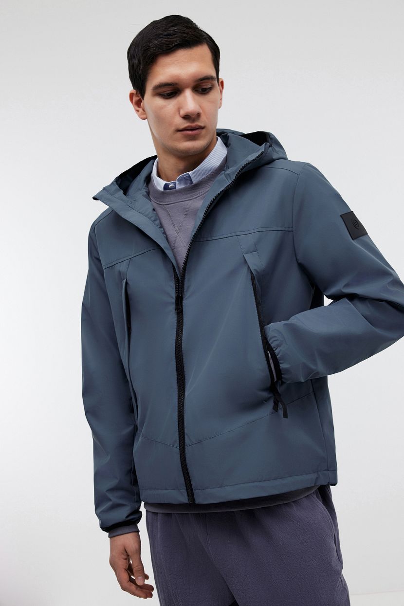 Куртка ветровка мужская с капюшоном, 3XL, серый