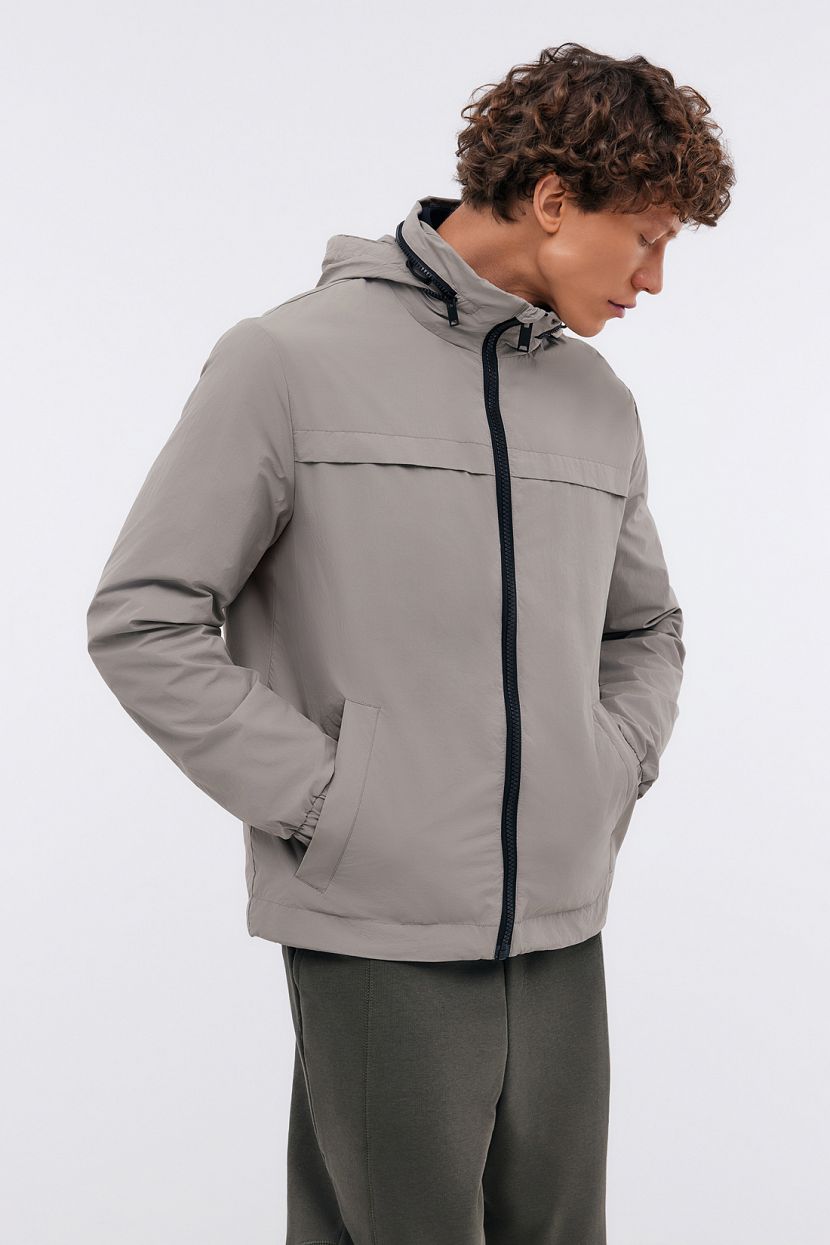 Ветровка спортивная мужская с капюшоном 3XL серый 4139₽