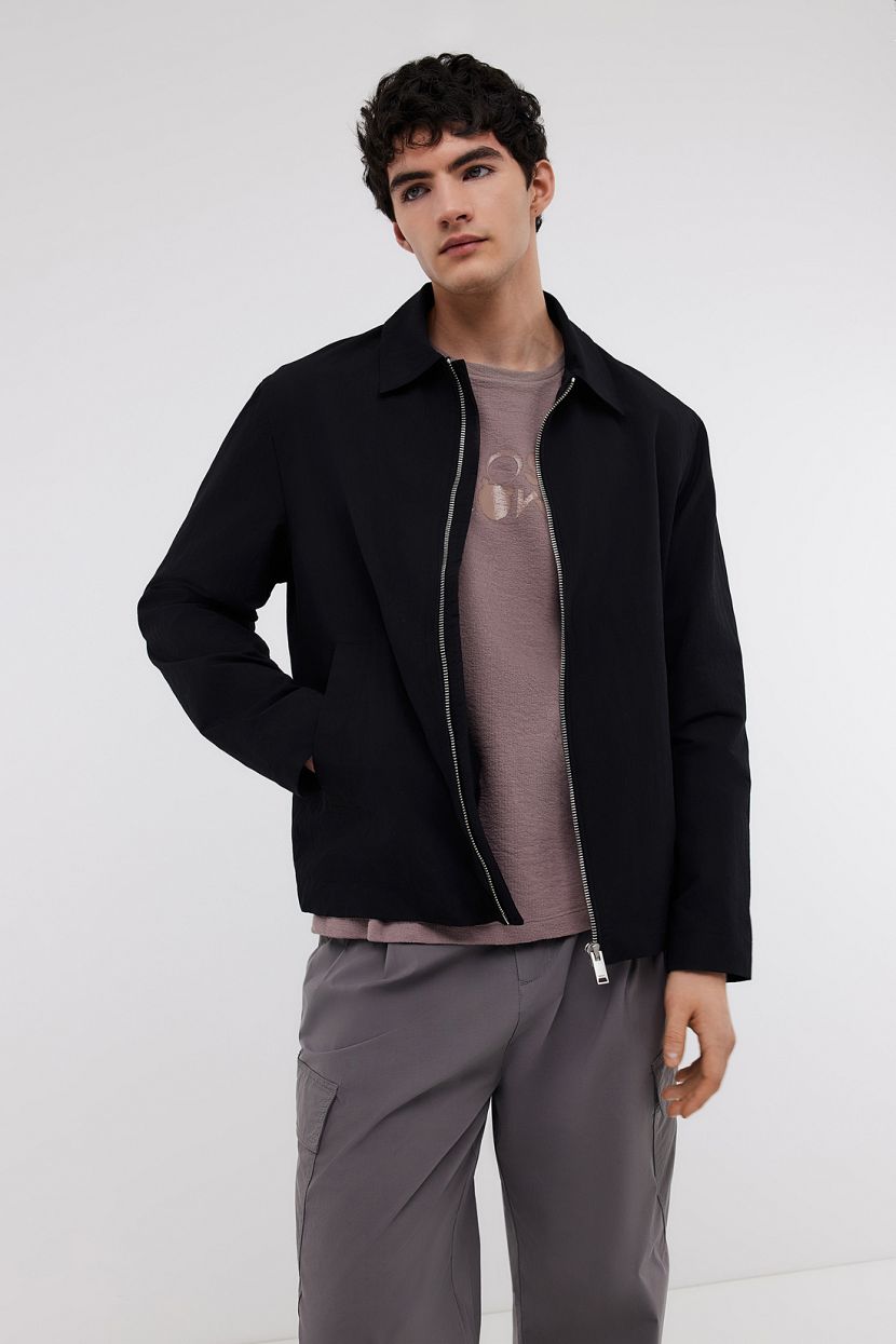 Куртка-ветровка мужская однотонная (арт. BAON B6024017), размер XXL, цвет черный