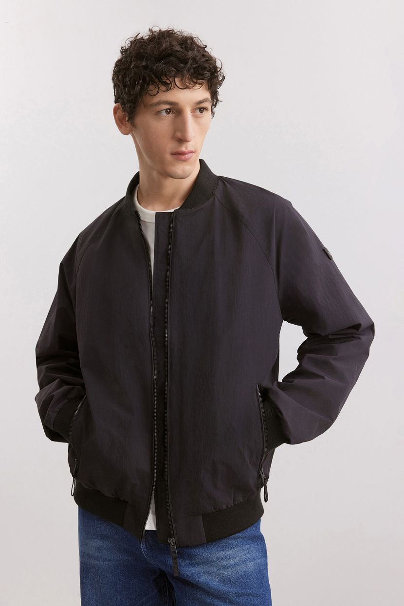 Ветровка-бомбер без капюшона 3XL черный 9799₽