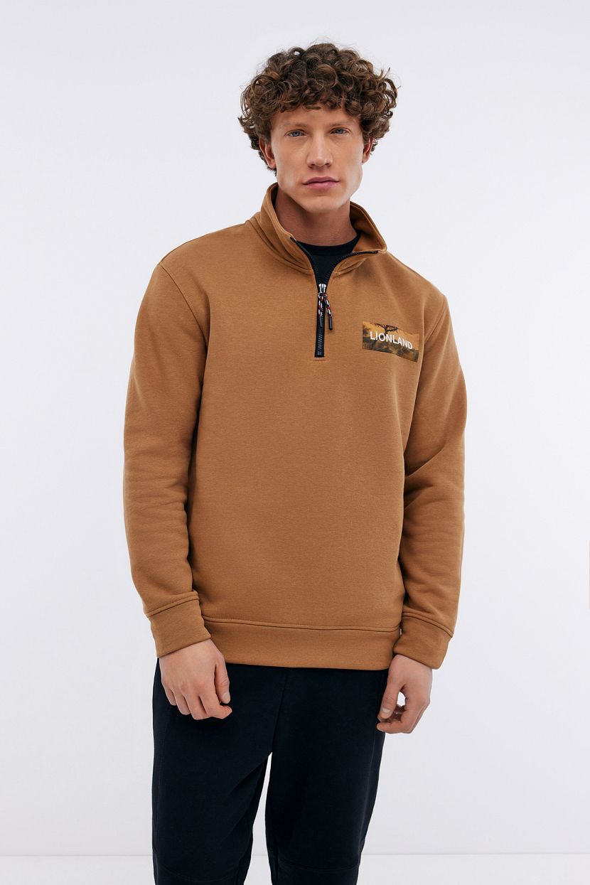 Толстовка из футера с фотопринтом, 3XL, коричневый