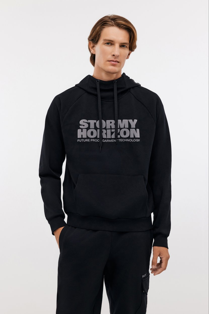 Толстовка из футера с карманом кенгуру, 3XL, черный