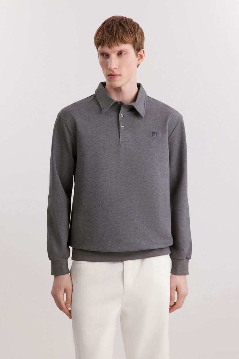 Толстовка из хлопкового футера, 3XL, серый