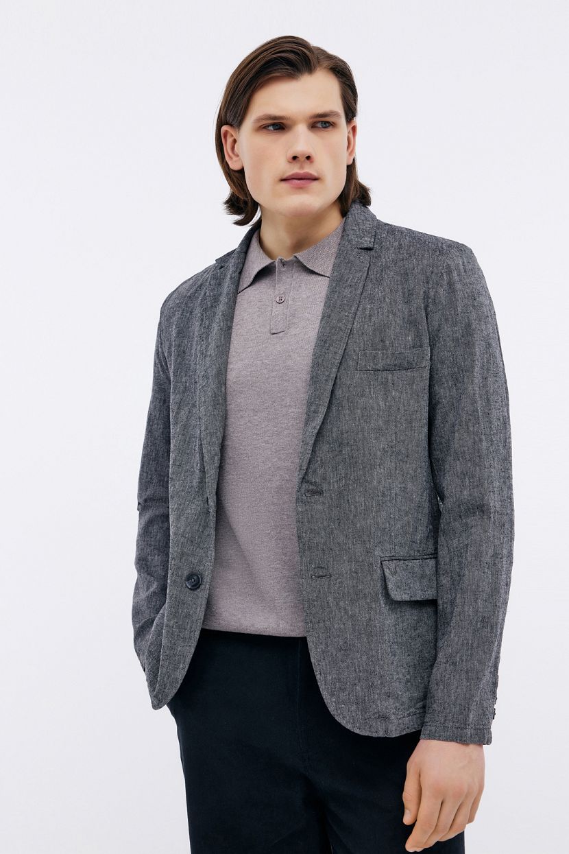 Пиджак из смесового льна, 3XL, серый