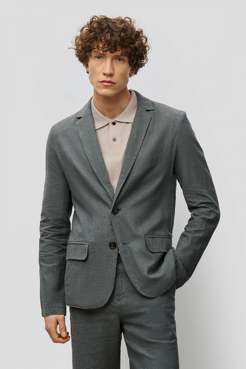 Пиджак из смесового льна L зеленый 5749₽