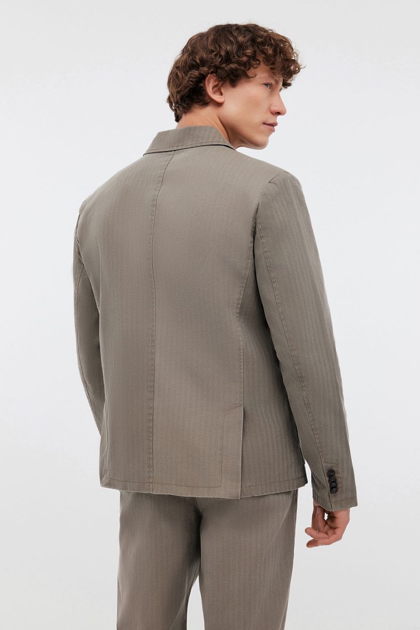 Однобортный классический пиджак из хлопка (арт. BAON B6224001), размер M, цвет коричневый Однобортный классический пиджак из хлопка (арт. BAON B6224001) - фото 3