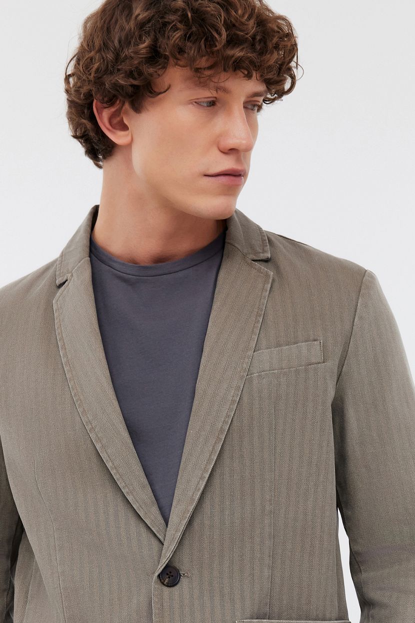 Однобортный классический пиджак из хлопка (арт. BAON B6224001), размер M, цвет коричневый Однобортный классический пиджак из хлопка (арт. BAON B6224001) - фото 4