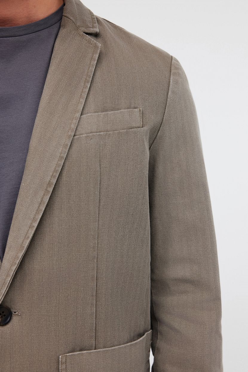 Однобортный классический пиджак из хлопка (арт. BAON B6224001), размер M, цвет коричневый Однобортный классический пиджак из хлопка (арт. BAON B6224001) - фото 5