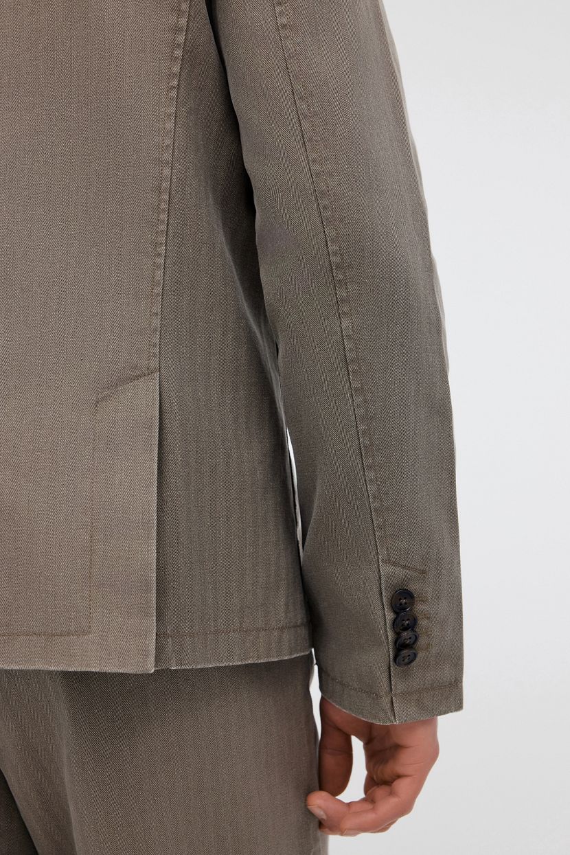 Однобортный классический пиджак из хлопка (арт. BAON B6224001), размер M, цвет коричневый Однобортный классический пиджак из хлопка (арт. BAON B6224001) - фото 6
