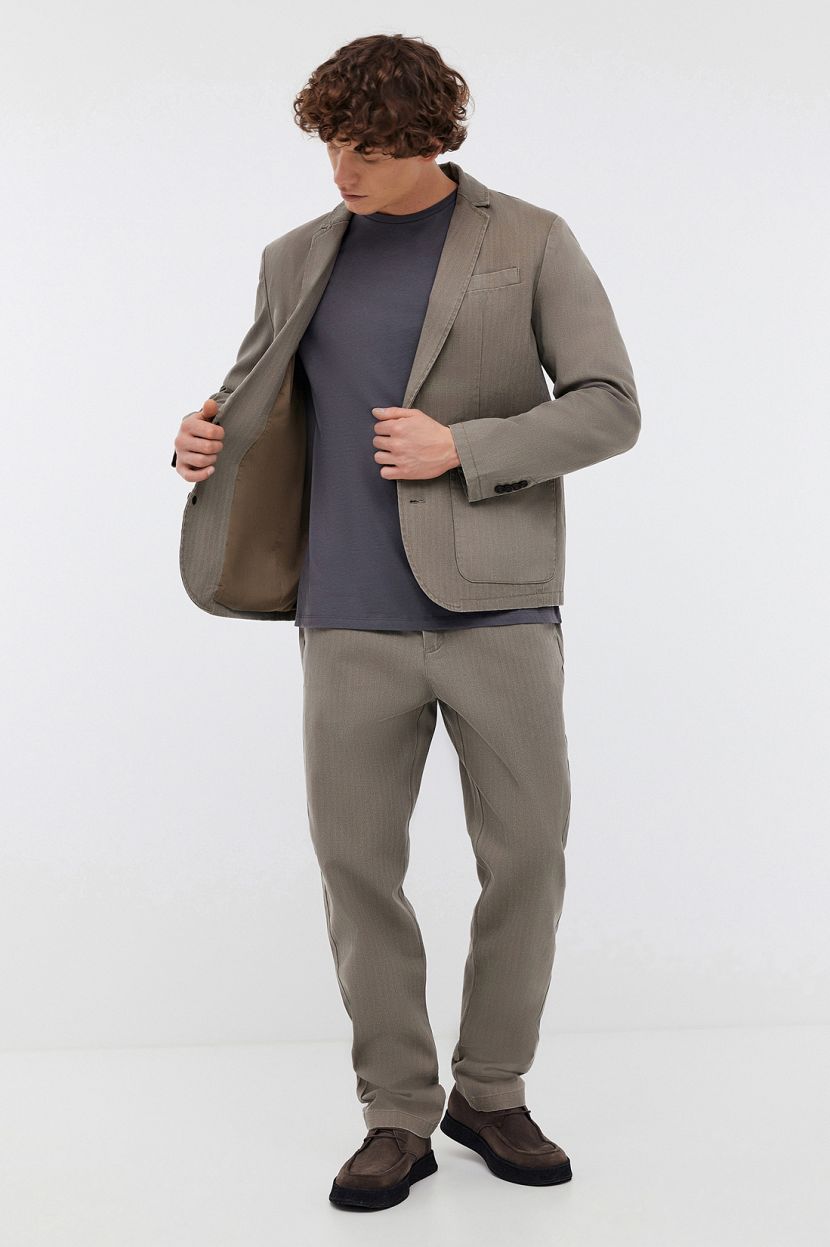 Однобортный классический пиджак из хлопка (арт. BAON B6224001), размер M, цвет коричневый Однобортный классический пиджак из хлопка (арт. BAON B6224001) - фото 2