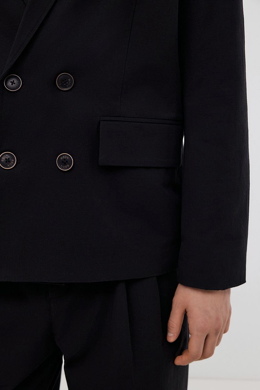 Двубортный пиджак на пуговицах с карманами (арт. BAON B6224002), размер S, цвет черный Двубортный пиджак на пуговицах с карманами (арт. BAON B6224002) - фото 6