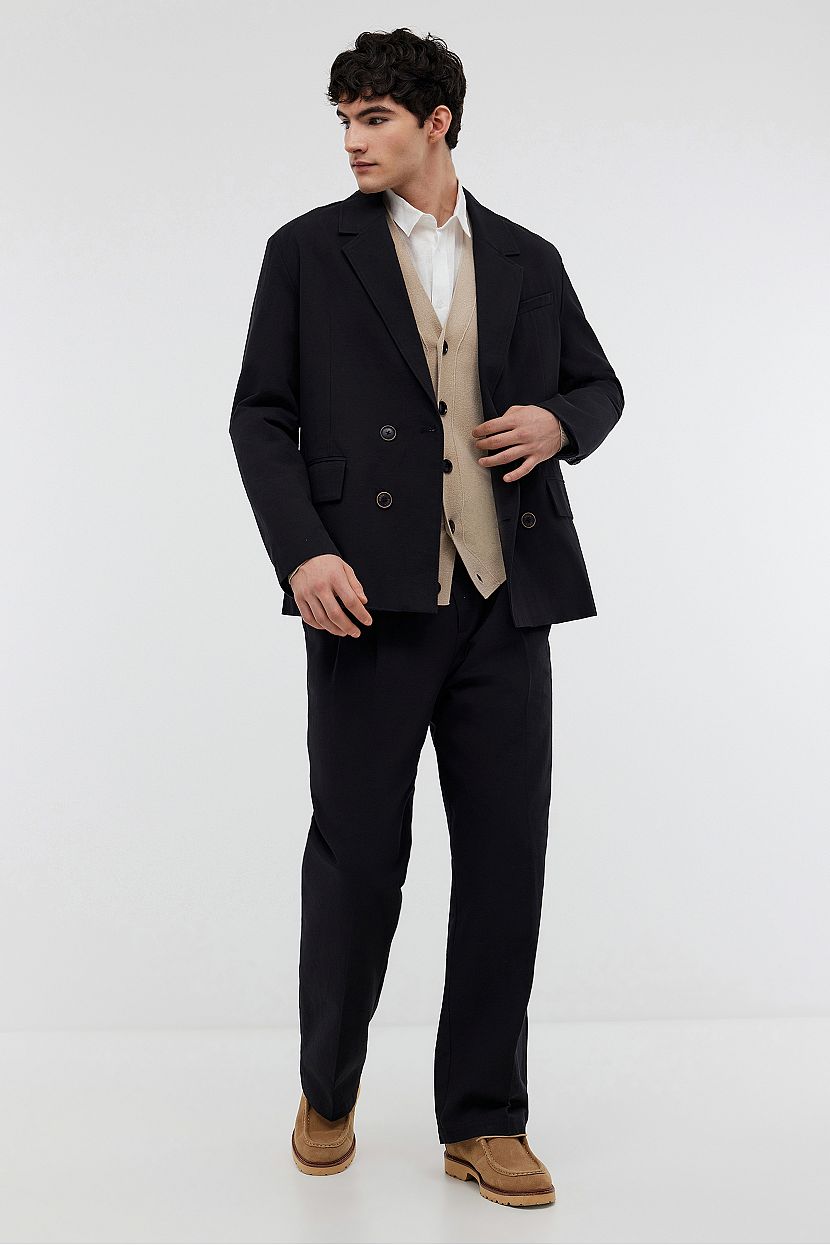 Двубортный пиджак на пуговицах с карманами (арт. BAON B6224002), размер S, цвет черный Двубортный пиджак на пуговицах с карманами (арт. BAON B6224002) - фото 2