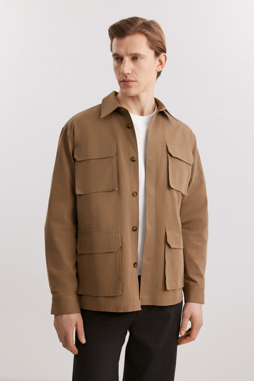 Пиджак из 100 хлопка 3XL бежевый 5999₽