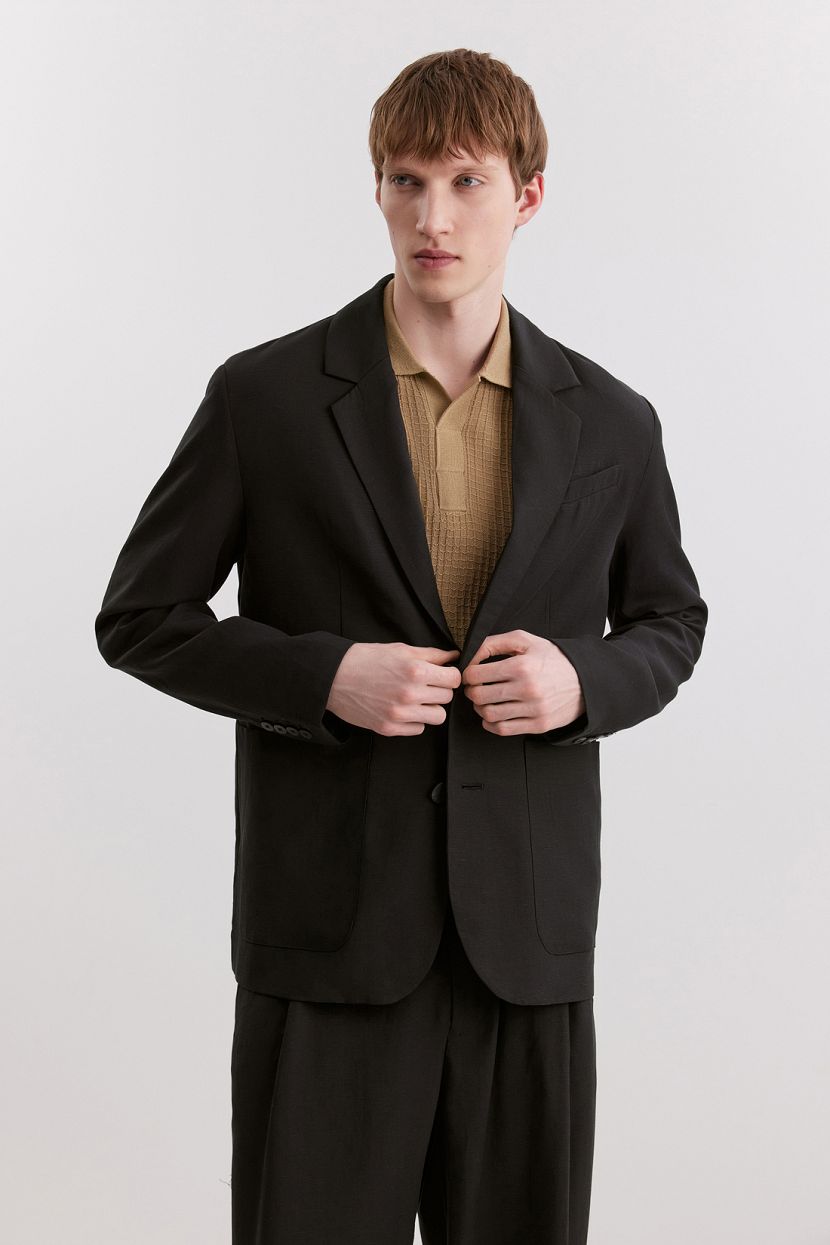 Пиджак из вискозы и льна L черный 7839₽