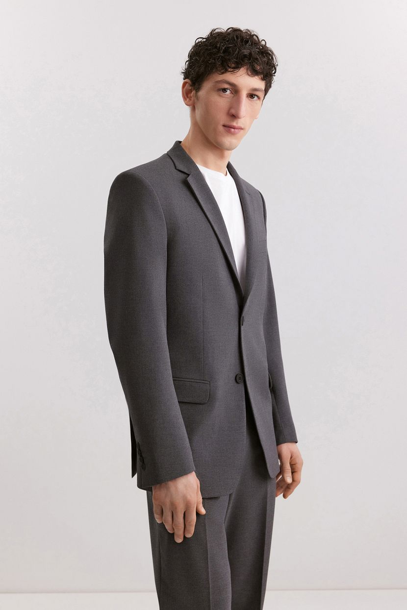 Костюмный однобортный пиджак L серый 9299₽