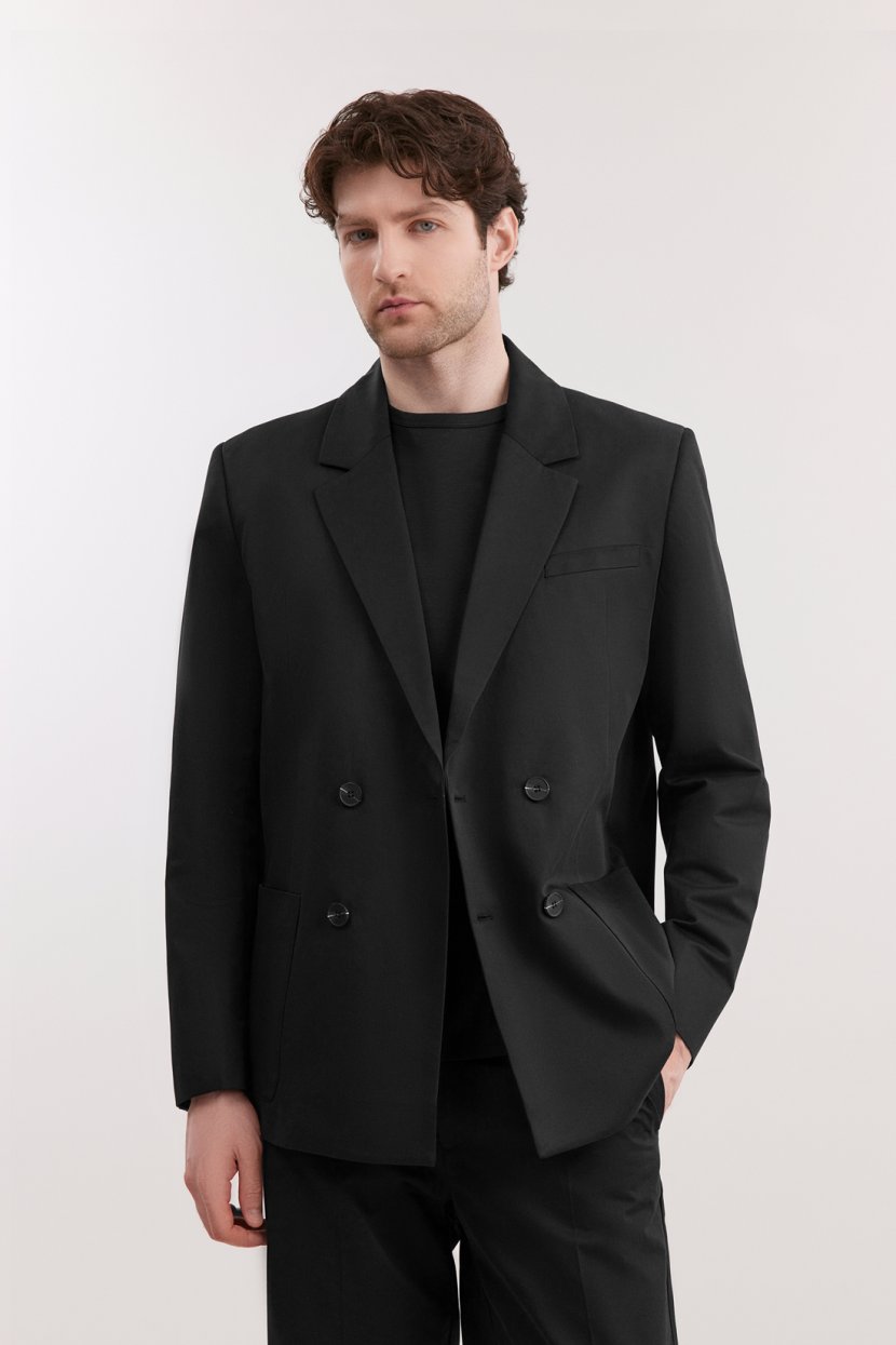 Двубортный пиджак из хлопка и вискозы 16599₽