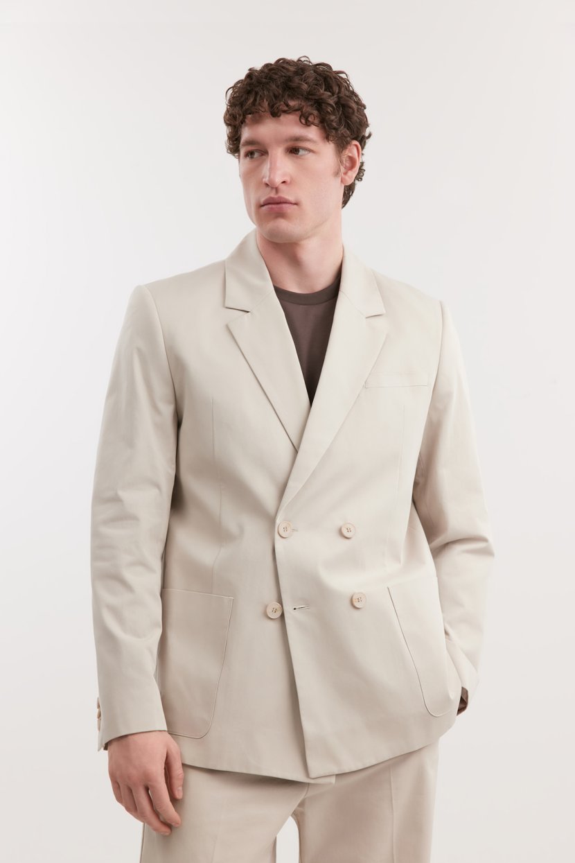 Двубортный пиджак из хлопка и вискозы 16599₽