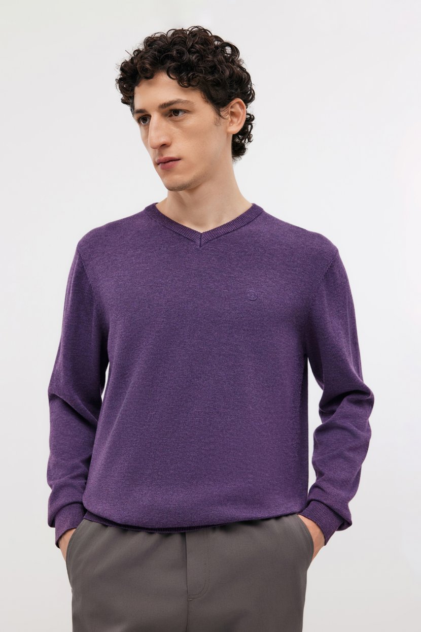 Базовый пуловер с хлопком 4XL VIOLACEOUS MELANGE 3999₽