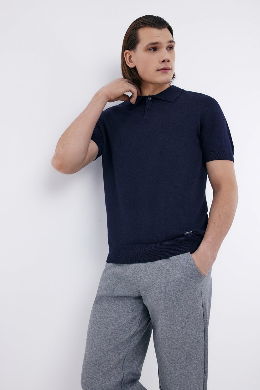 Джемпер в стиле поло XXL синий 4599₽