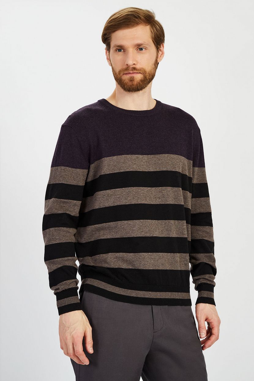 Джемпер, XL, черный свитер джемпер с длинным рукавом мягкий зимний пуловер в полоску с пэчворком и узором вязаный свитер вязаный свитер