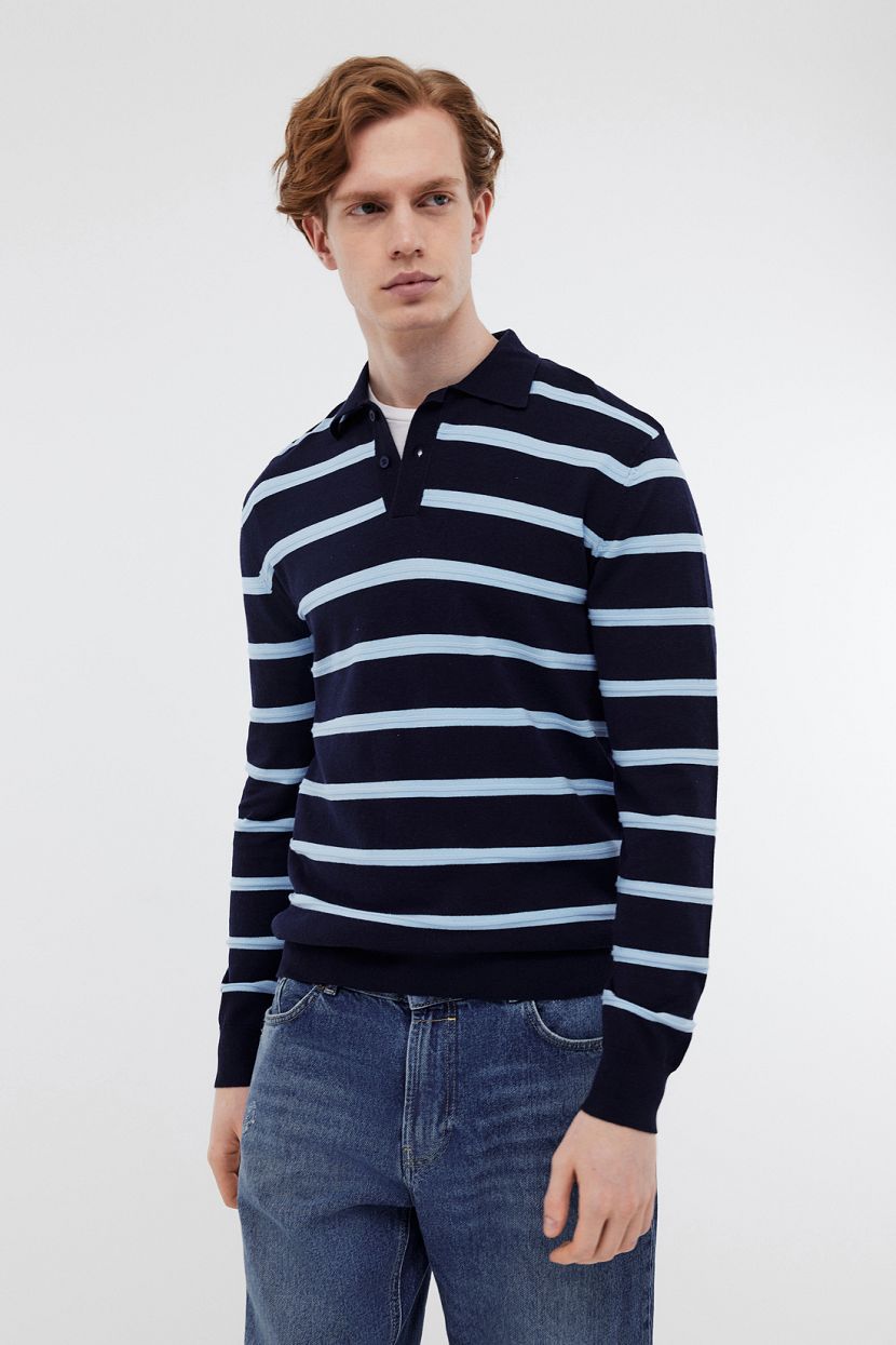 Джемпер трикотажный в полоску, 3XL, синий
