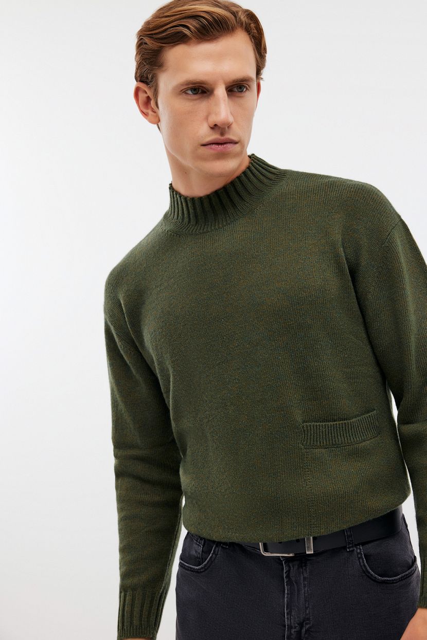 Джемпер из смесовой пряжи с шерстью 3XL зеленый 3359₽