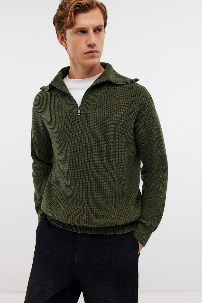 Джемпер из смесовой пряжи с шерстью 3XL зеленый 4725₽