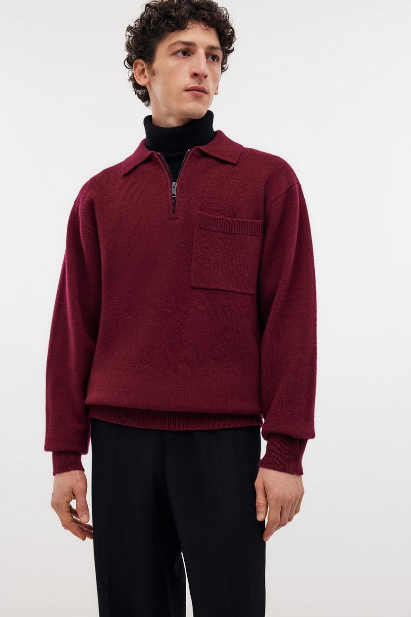 Джемпер-поло из 100 шерсти S фиолетовый 7039₽